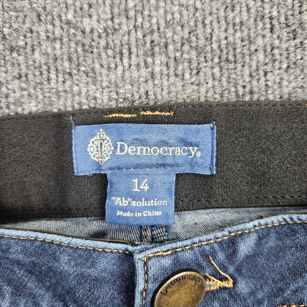 Democracy Ab Solution Itty Bitty Bootcut Jeans Women's 14 Dark Wash Mid Rise - Picture 2 of 8